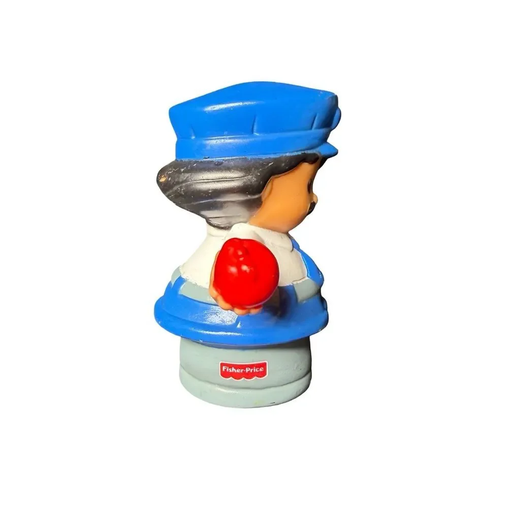 Fisher Price Little People Bus Driver Safety Patrol Man Mustache Apple Sign 2002